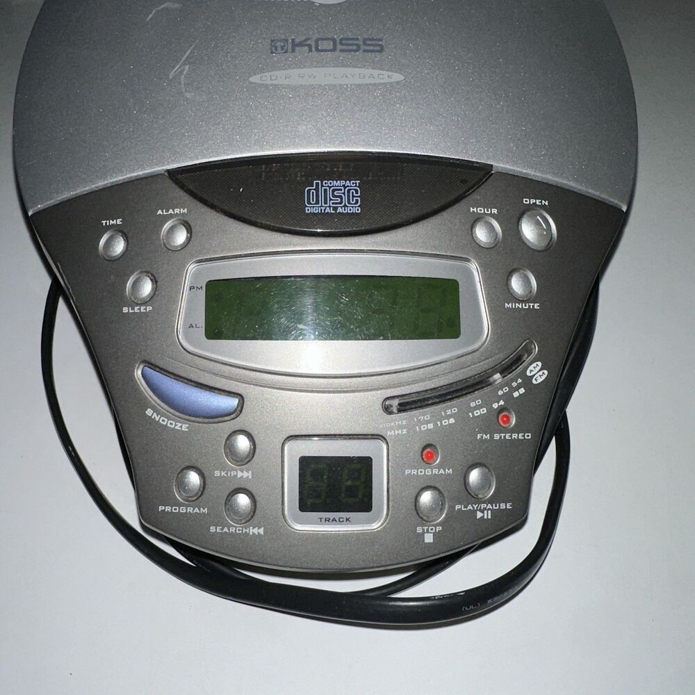 Koss Stereo CD Clock Radio CD-R R/Rw Playback CL1146 2002 Tested Works